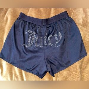 Juicy Couture Black Rhinestone Booty Silk Sleep Shorts Women’s Boxers Night Punk